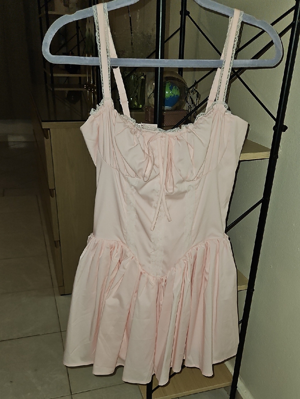 Vintage Corset Light Pink Spaghetti Strap Dress